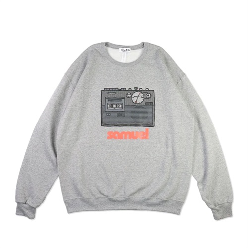 (XL: GRAY) RADIO CASSETTE CREW NWCK SWEAT SHIRTS