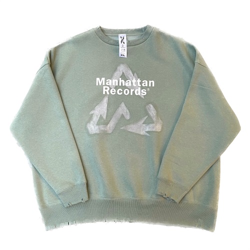 (XL)SMOKY GREEN DAMAGE SWEAT