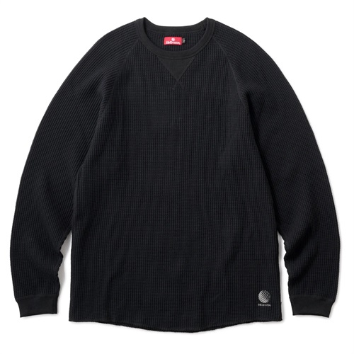 XL:WAFFLE L/S RAGLAN SHIRT BLK
