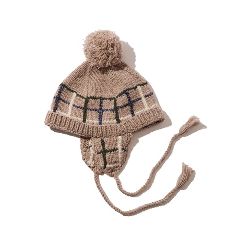 EAR FLAP POM POM BEANIE (SAND)