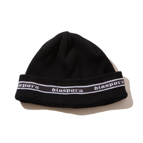 EMBROIDERED LINED LOGO BEANIE (BLACK)