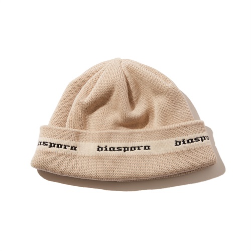 EMBROIDERED LINED LOGO BEANIE (IVORY)