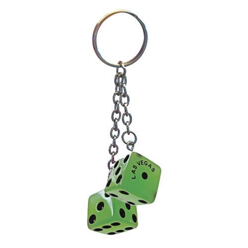 LAS VEGAS TWIN DICE KEYRING (GLOW IN THE DARK)