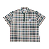 (GREEN CHECK: XL) SAMUEL HALF ZIP S/S WORK SHIRTS