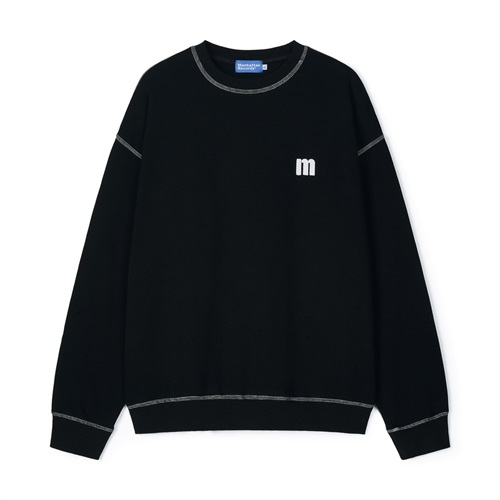 (BLACK - L) MR STITCH CREW NECK