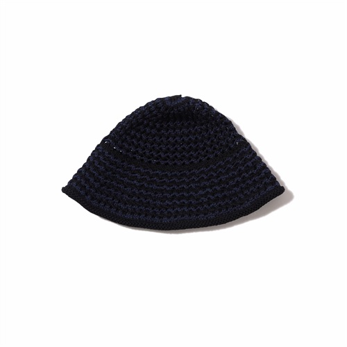 COTTON CROCHE KNIT HAT (BLACK)