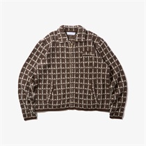 TWEED KNIT DRIZZLER JACKET (BROWN - L)